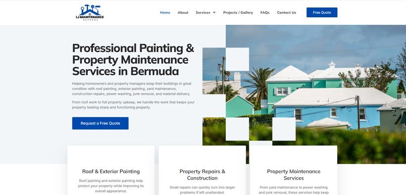 LJ Maintenance Bermuda website